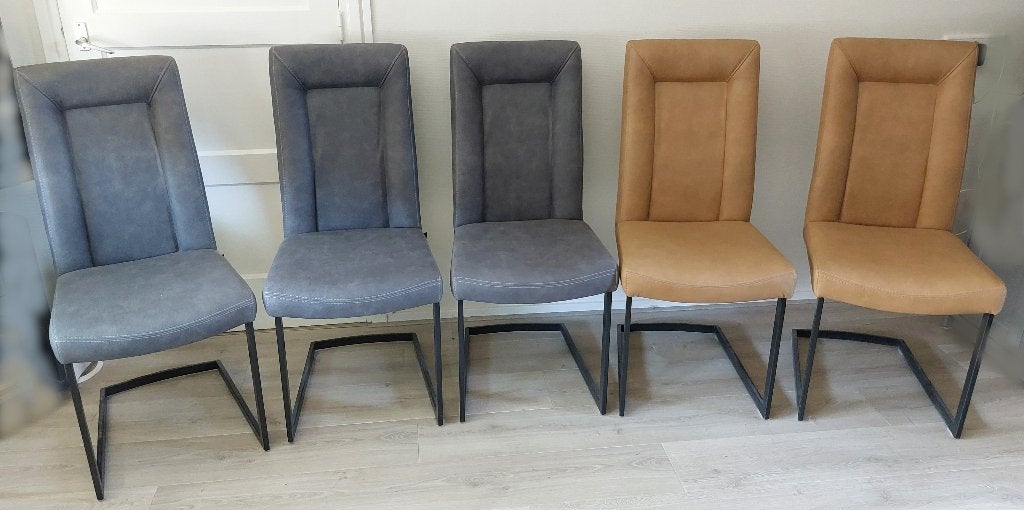 Eetkamerstoelen; Henders&Hazel;  Malene; kleur grijs en oker, Ophalen, Metaal, Overige kleuren, Zo goed als nieuw