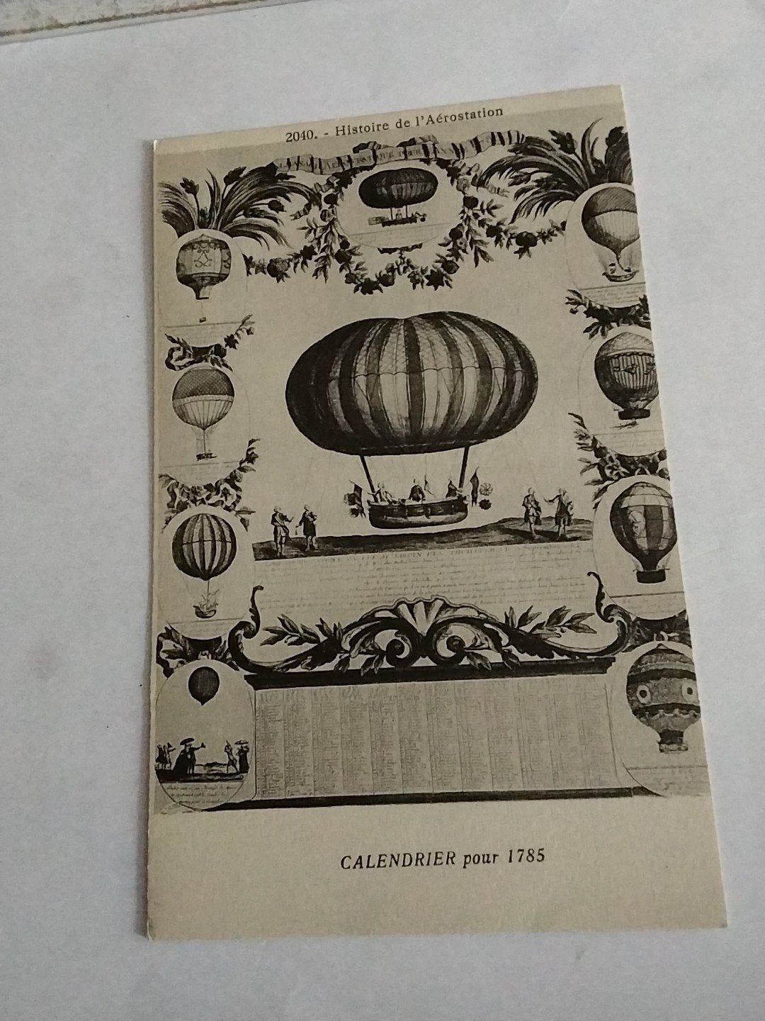 Historische Ansichtkaart: Luchtvaart Kalender 1785, Ophalen of Verzenden