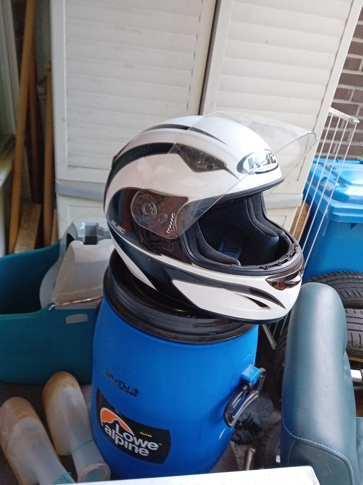 HJC Integraalhelm - Wit/Zwart, Motoren, Heren, HJC, Ophalen of Verzenden, Integraalhelm