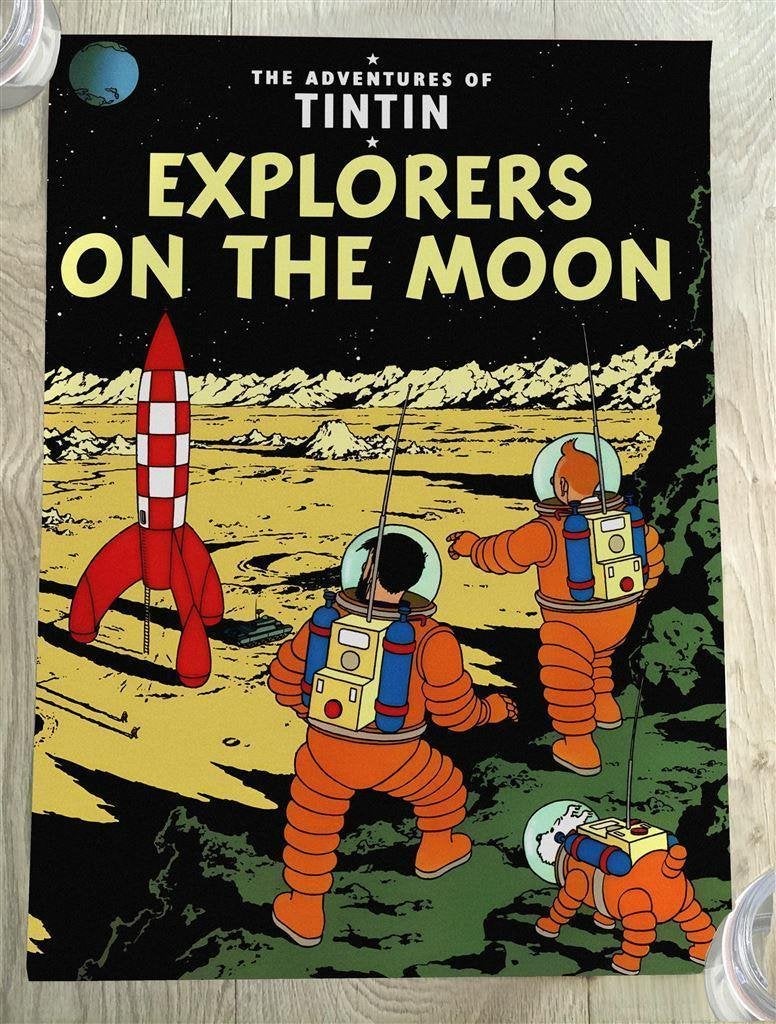 50x70 cm Poster Mannen op de Maan Tintin | Kuifje, Verzamelen, Verzenden, Kuifje, Nieuw, Beeldje of Figuurtje