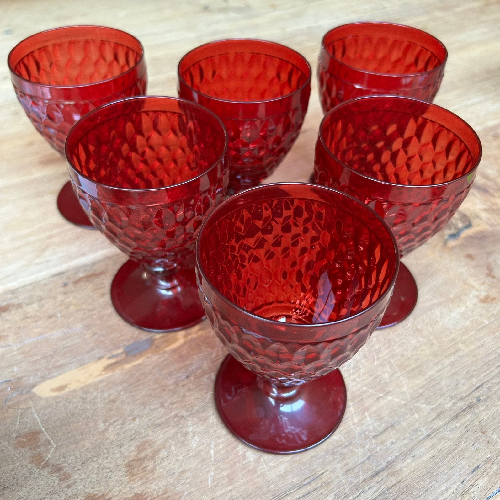 6 x Villeroy & Boch Boston glas rood, Verzamelen, Gebruikt, Overige typen, Ophalen of Verzenden, Onbekend