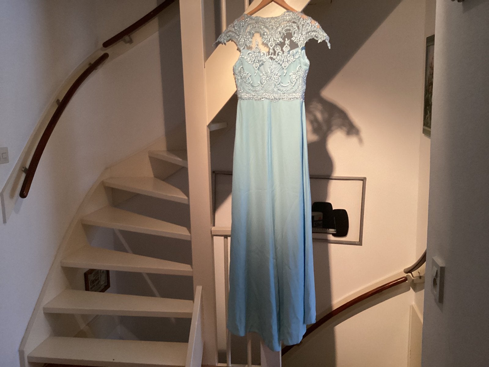 Prachtige galajurk, Ophalen of Verzenden, Zo goed als nieuw, Blauw, Trouwjurk
