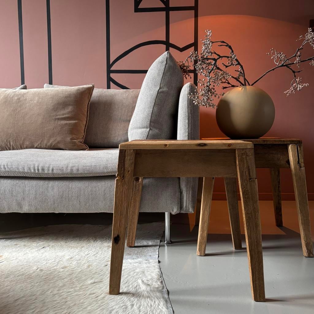 Houten gerecycled sloophouten krukje, Ophalen, Zo goed als nieuw, Hout