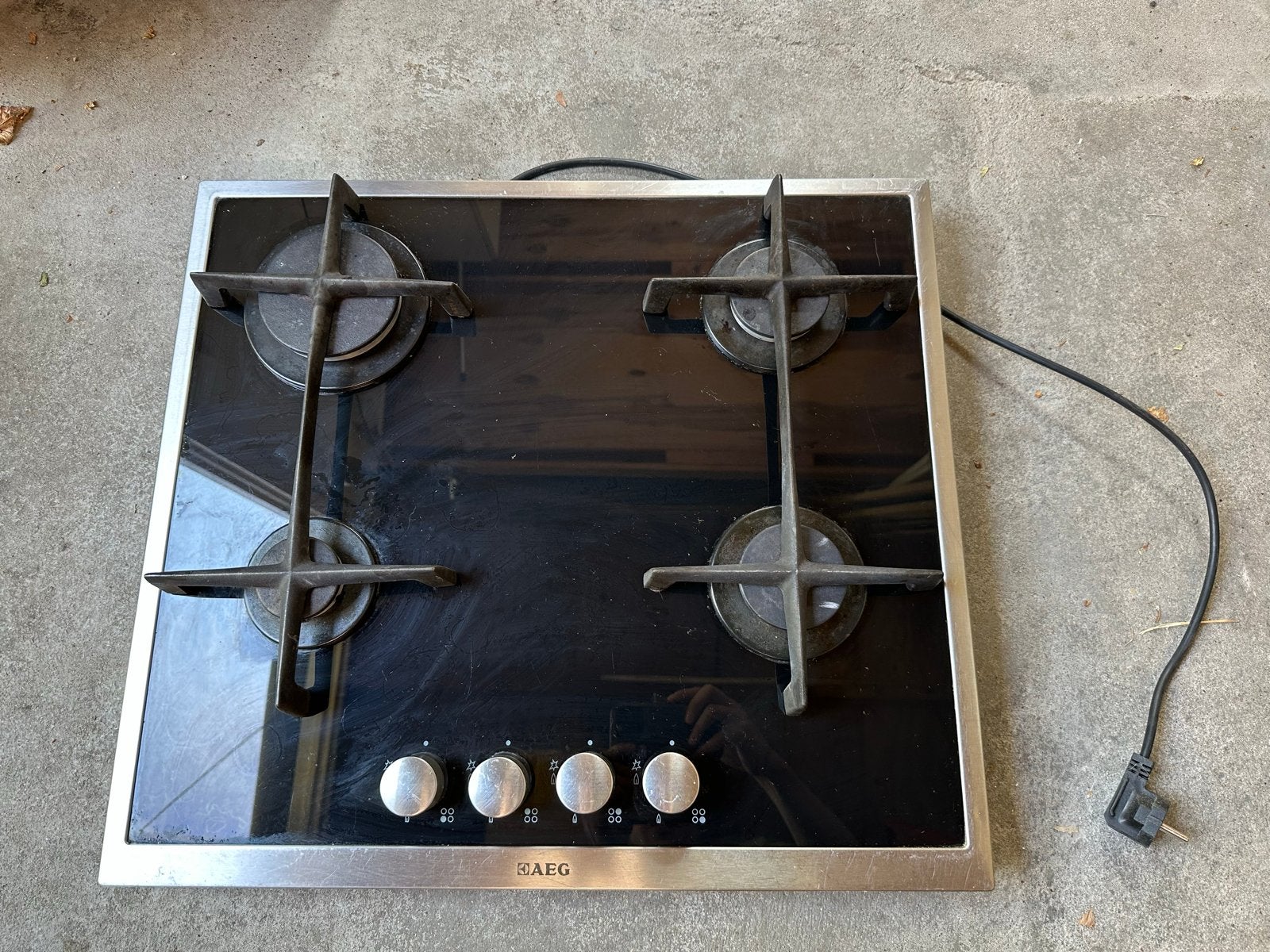 AEG 4-pits gaskookplaat - Inbouw - Zwart glas, Witgoed en Apparatuur, Kookplaten, Ophalen, Gebruikt, 4 kookzones, Inbouw