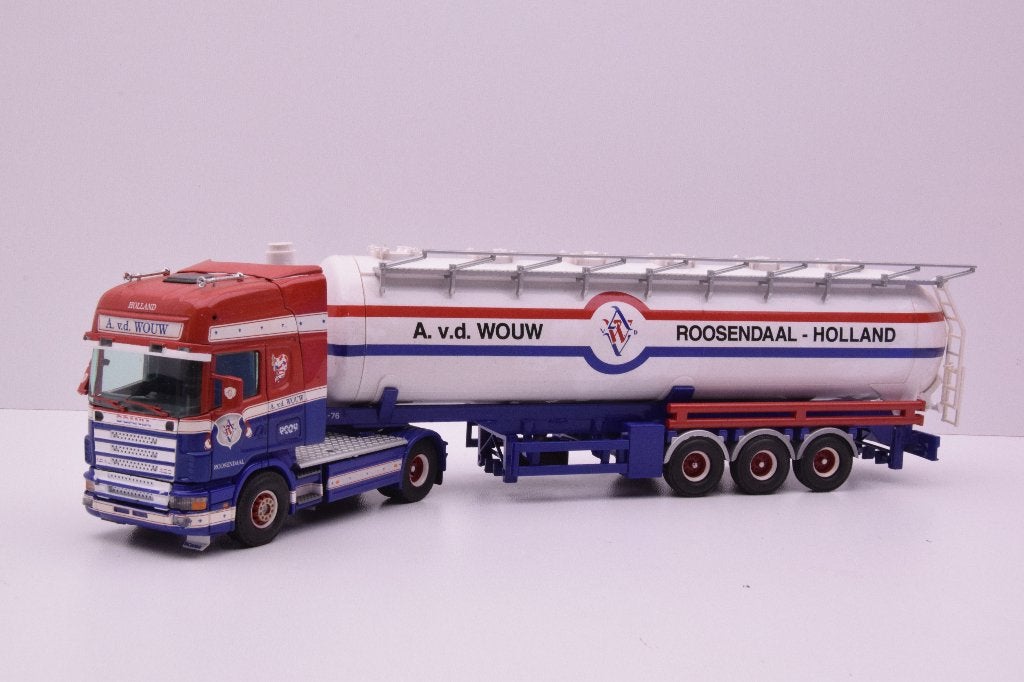 Scania 144  '' van der Wouw - Roosendaal''  Tekno, Ophalen of Verzenden, Zo goed als nieuw, Bus of Vrachtwagen, Tekno