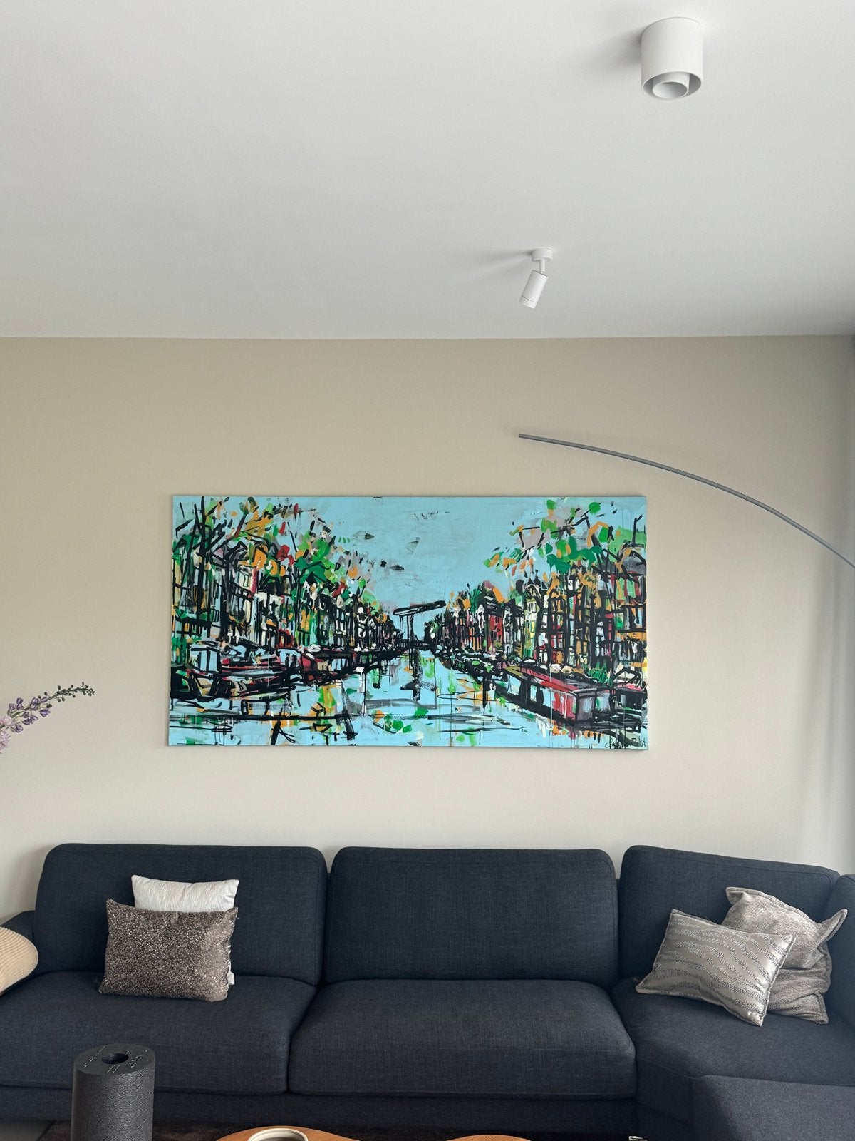 Schilderij Chiel van Zelst - Amsterdamse Gracht, Antiek en Kunst, Ophalen
