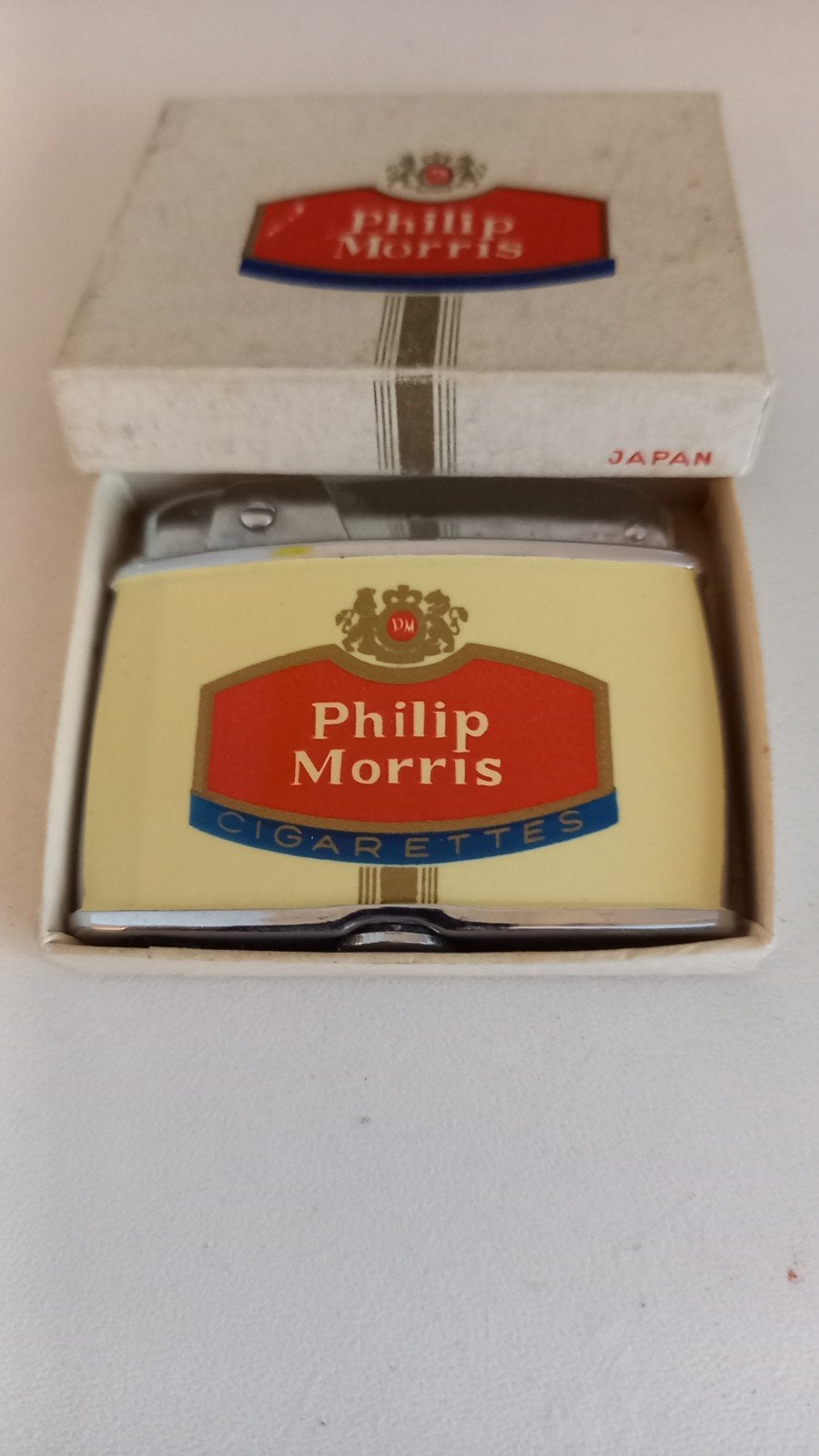 Vintage Philip Morris Aansteker in originele doos, Ophalen of Verzenden, Zo goed als nieuw, Aansteker