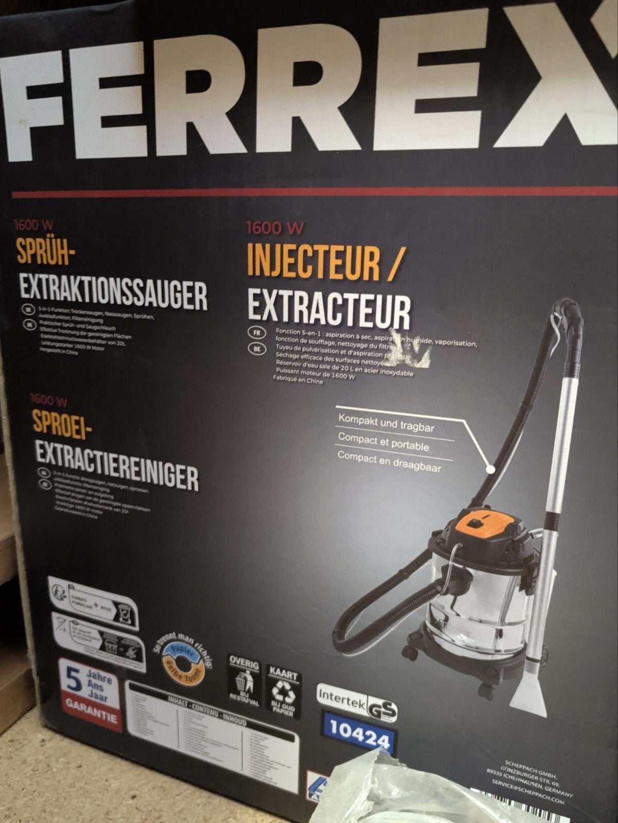 Nieuwe Ferrex Sproei-Extractiereiniger 1600W, Ophalen, Overige typen, Nieuw, 1600 tot 2000 watt