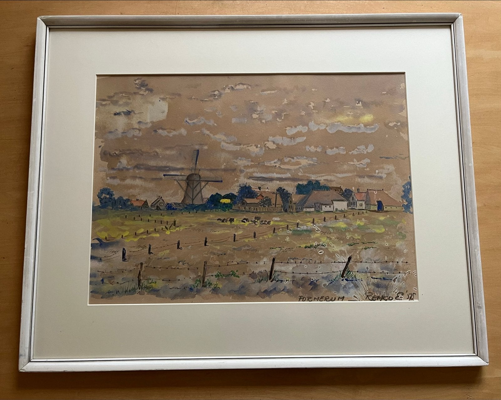 Schilderij Formerum Terschelling door Remko E., Antiek en Kunst, Ophalen, Realistisch, Gesigneerd, Landschap