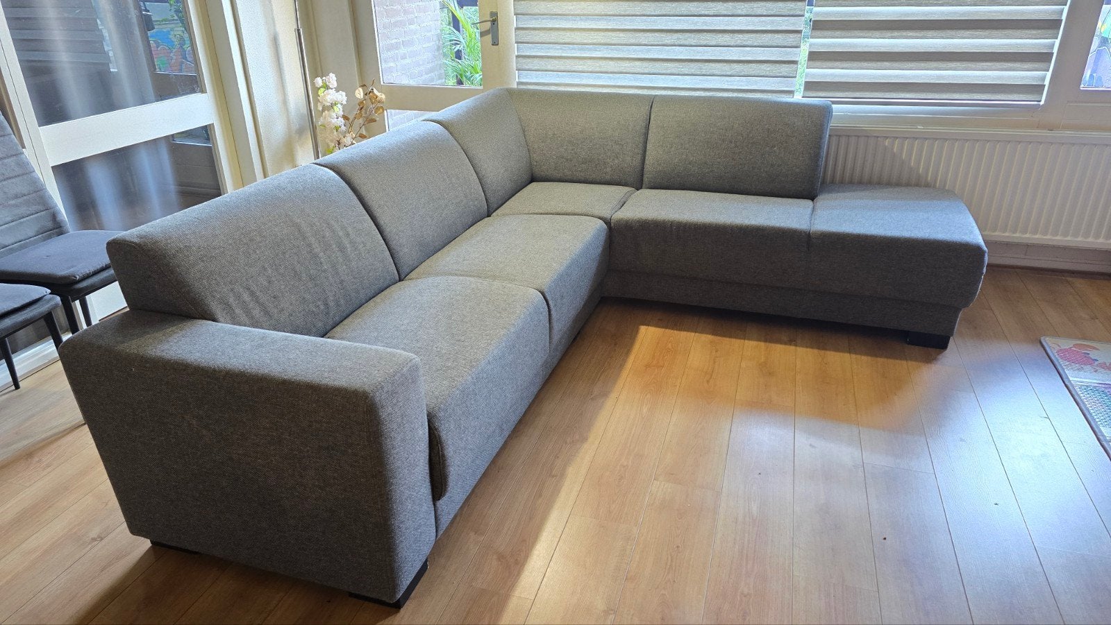 Ruime Grijze Hoekbank 260x220 cm – Zeer Goede Staat, Ophalen, Zo goed als nieuw, Stof
