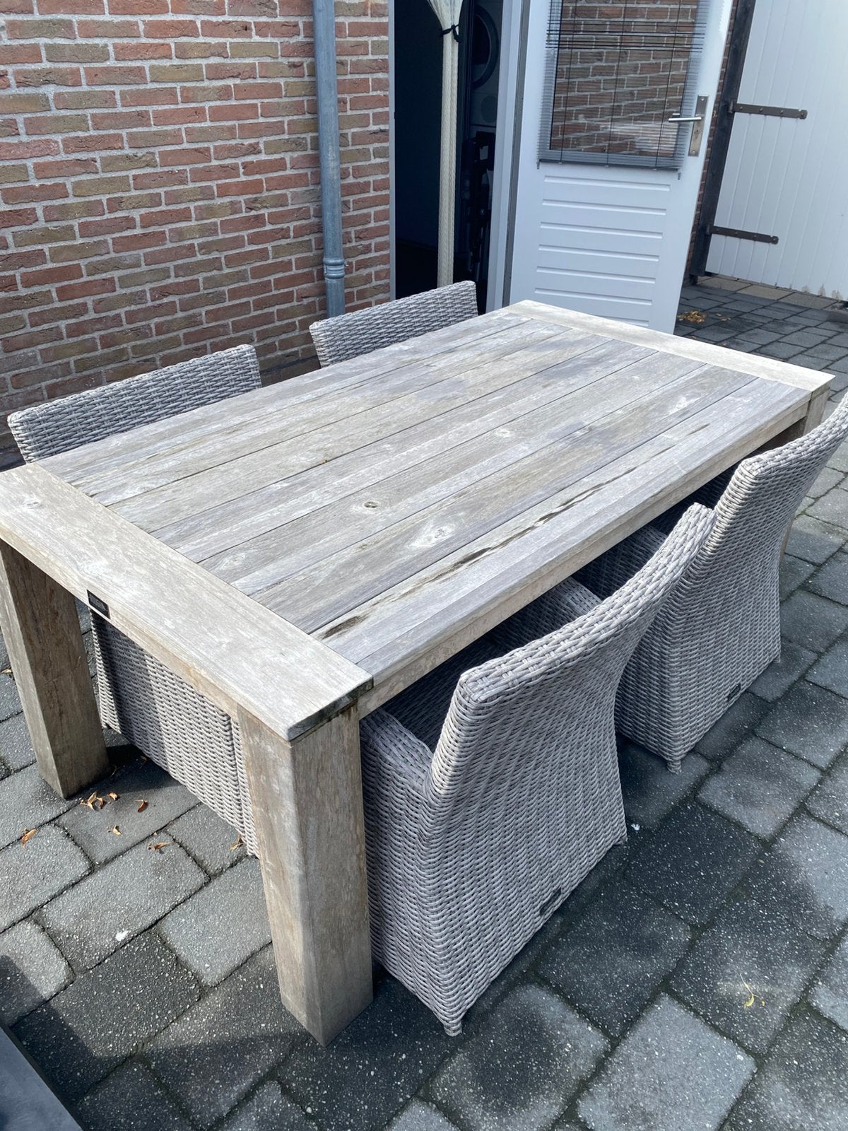 Tuintafel en stoelen, Ophalen, Gebruikt, Rechthoekig, Teakhout