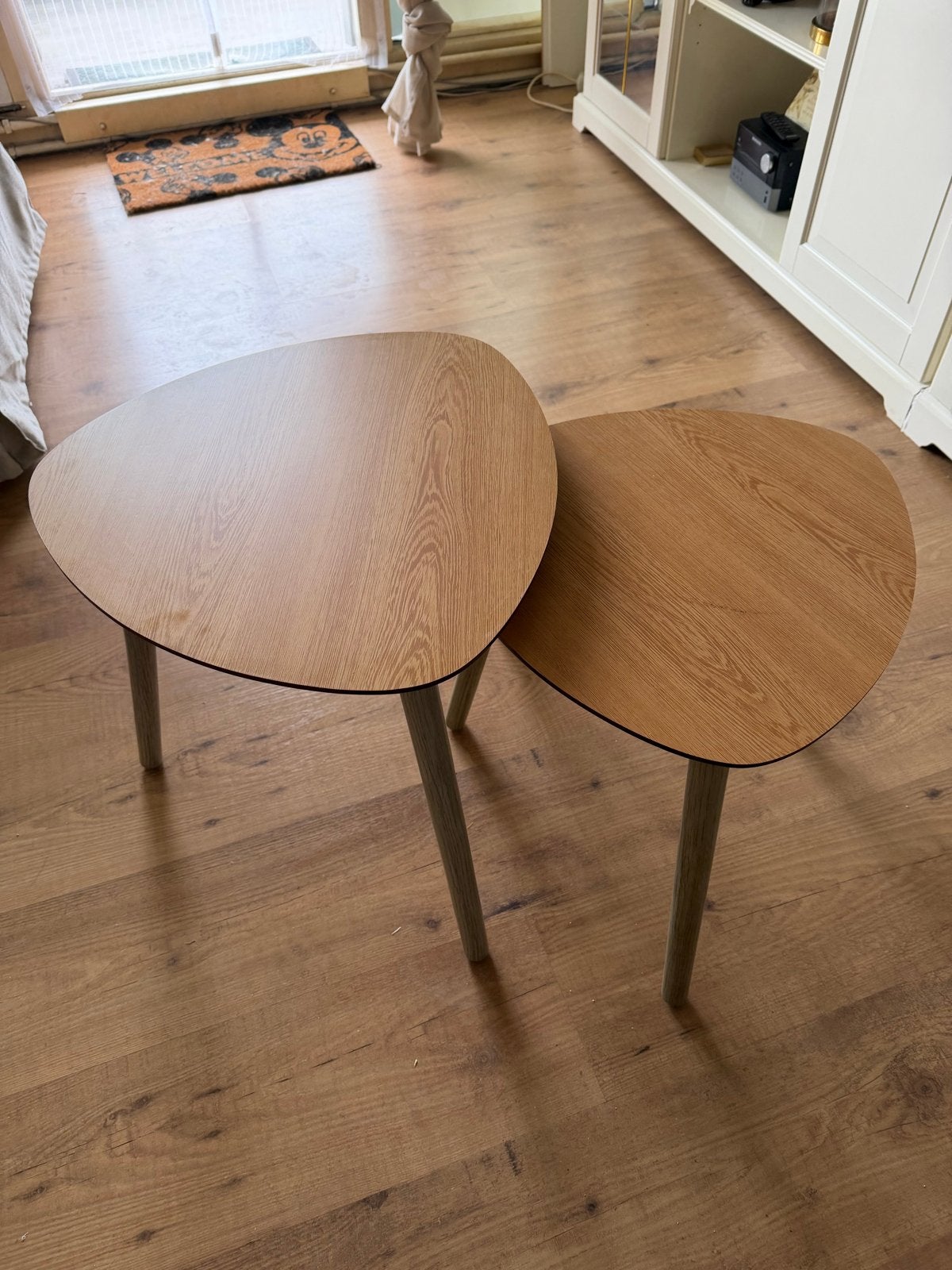 Set van 2 bijzettafels - Houtlook, Huis en Inrichting, Ophalen, Minder dan 50 cm, Gebruikt, Overige vormen