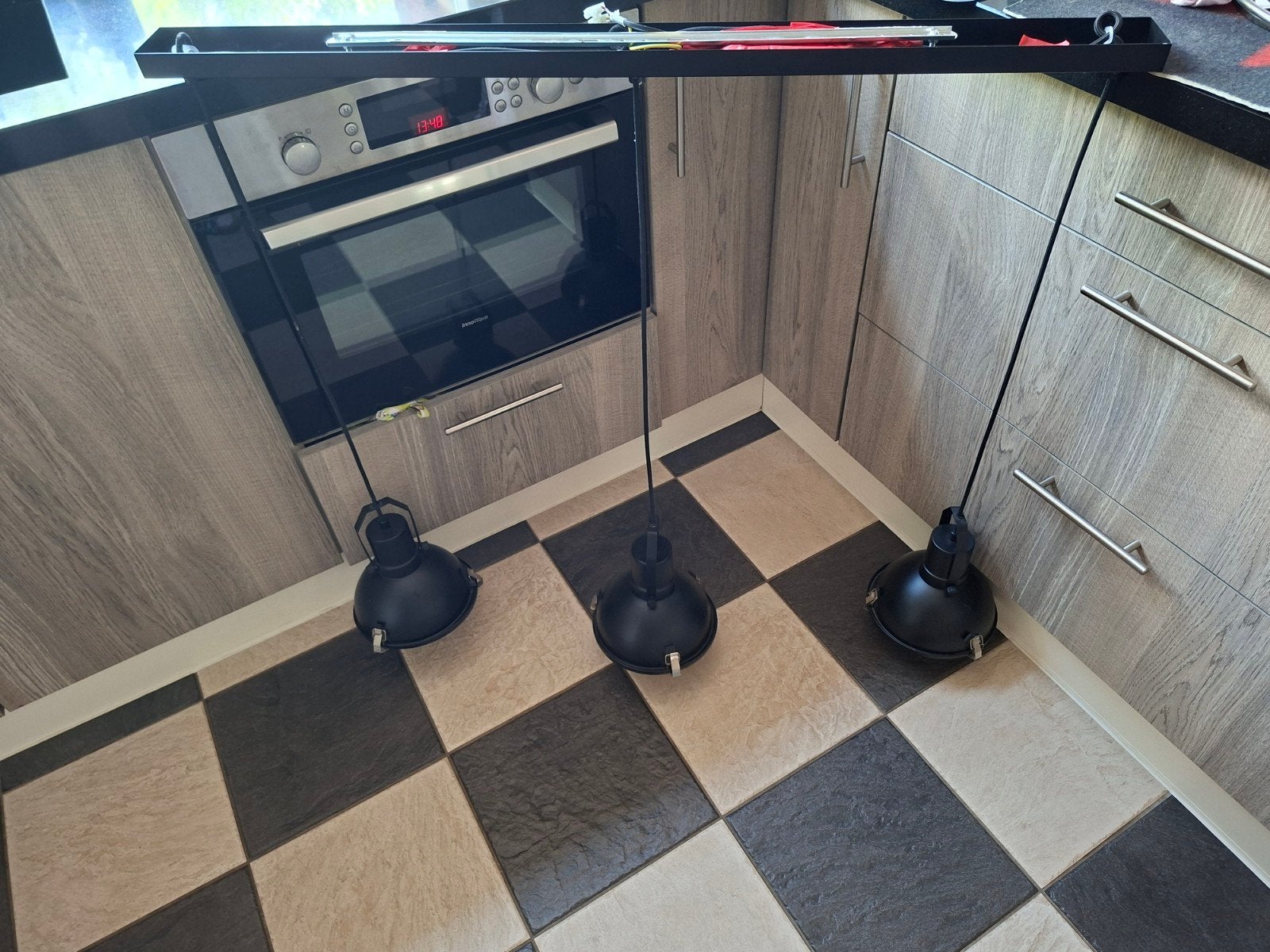 Te koop industriele hanglamp  zwart metaal, Huis en Inrichting, Lampen | Hanglampen, Ophalen, Zo goed als nieuw, Metaal, E27 (groot)
