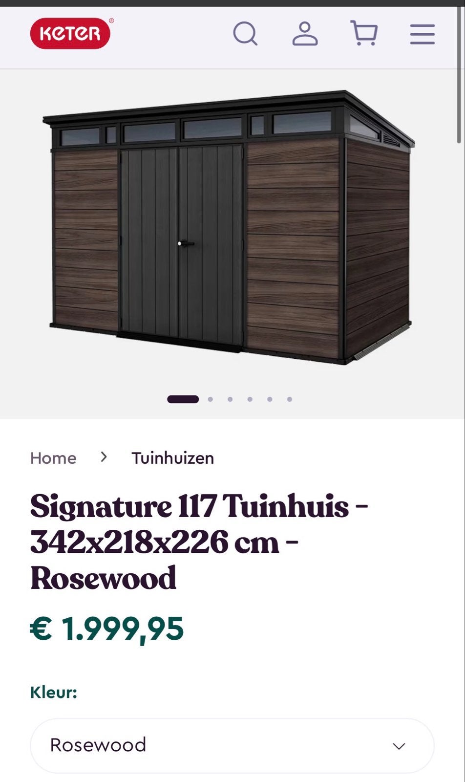 Keter Signature 117 Tuinhuis Rosewood - Nieuw in verpakking, Tuin en Terras, Ophalen, Kunststof, 200 tot 400 cm, Tuinhuis