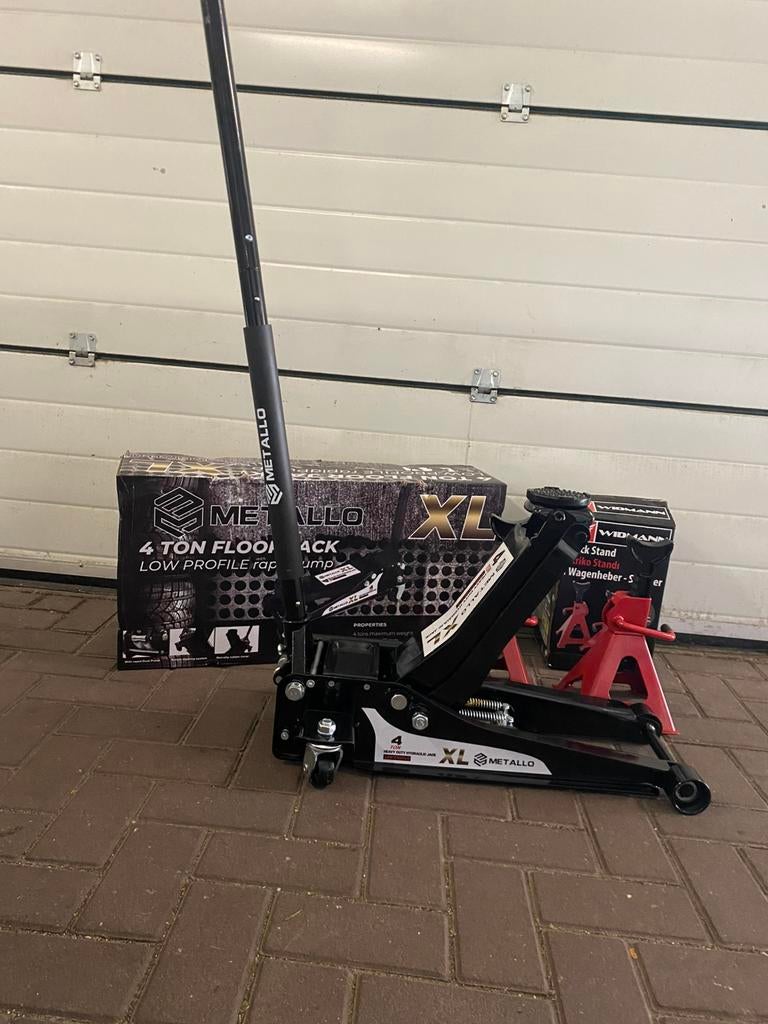 Garagekrik 4 ton + set assensteunen!, Auto diversen, Krikken, Ophalen of Verzenden, Nieuw, Hydraulisch, Garagekrik