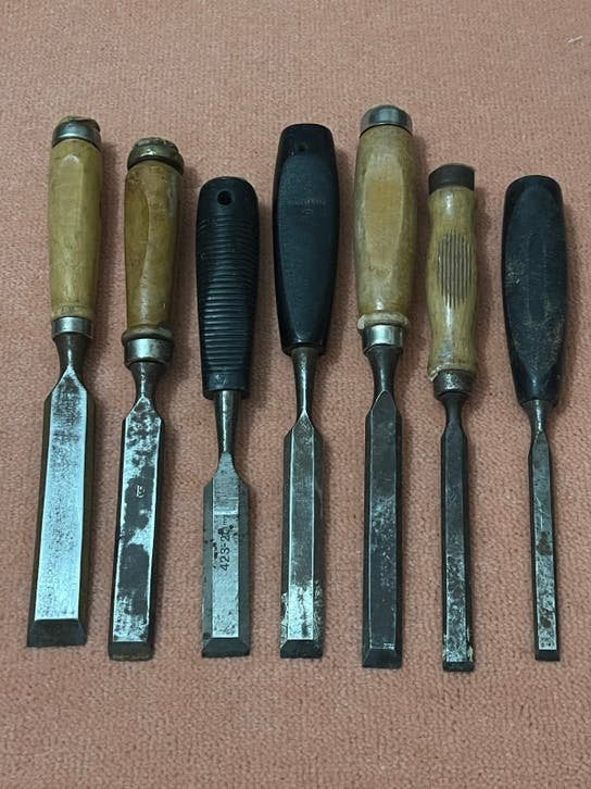 Set van 7 Beitels  voor houtbewerking, Ophalen of Verzenden, Gebruikt