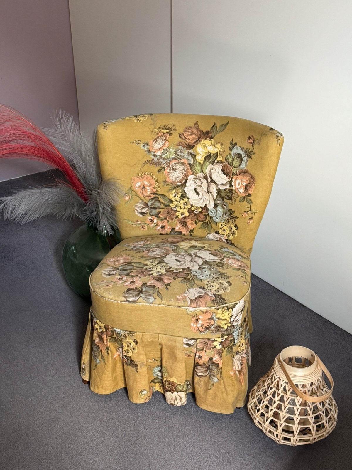 Antieke boudoir stoel met ruche, Ophalen