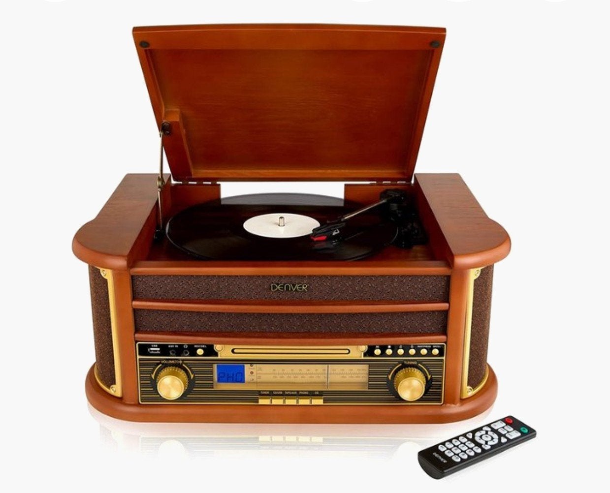 Denver 5-in-1 : Platenspeler, Radio, Cassette, CD, Zo goed als nieuw, USB-aansluiting, Platenspeler, Ophalen