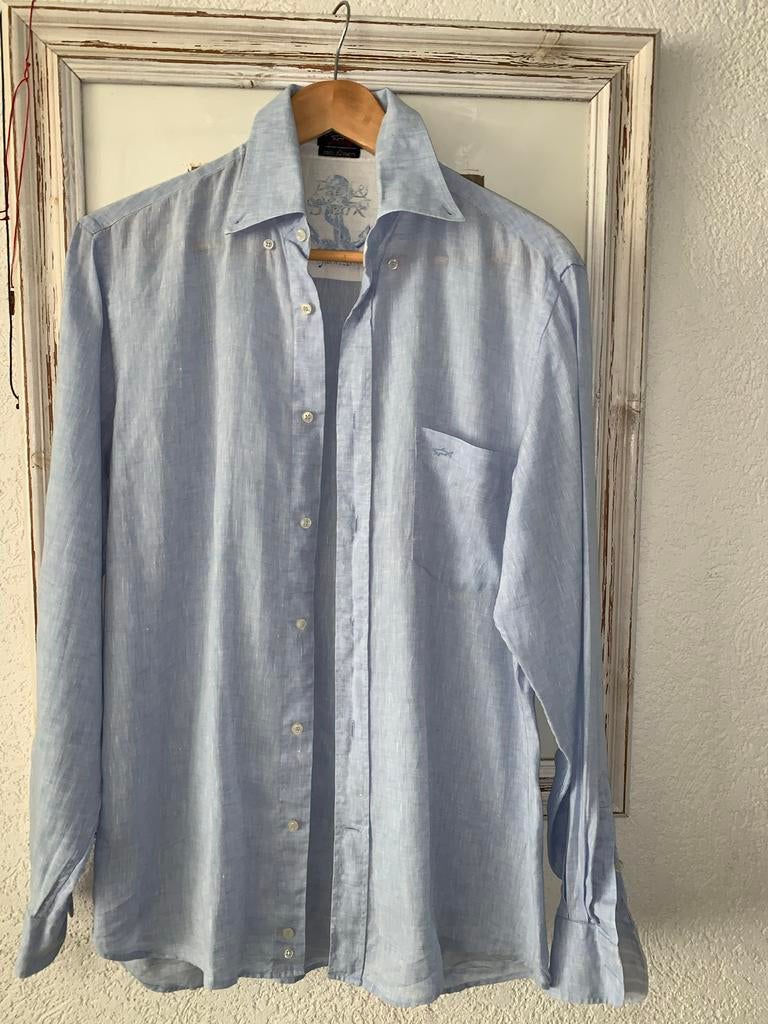 Paul & Shark 100% Linnen Overhemd ZGAN maat 40, Kleding | Heren, Ophalen of Verzenden, Zo goed als nieuw, Blauw, Halswijdte 39/40 (M)