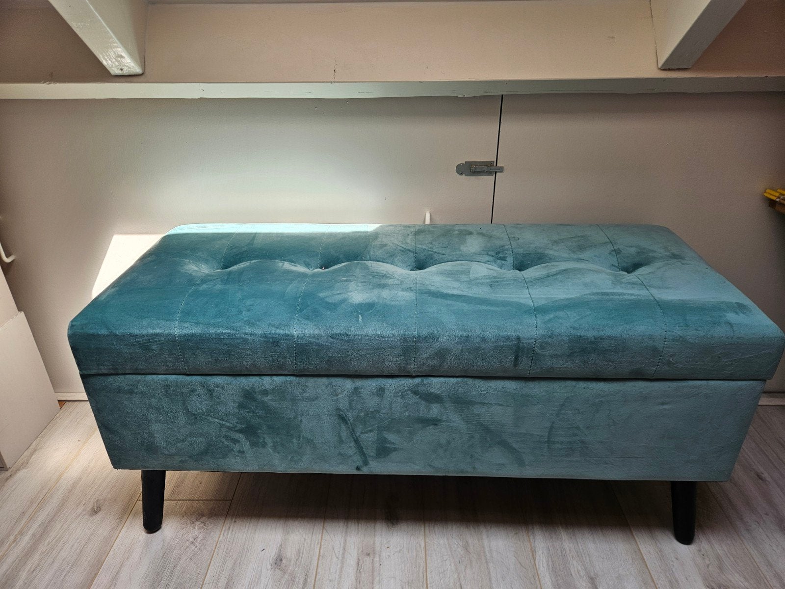 Velours opbergbank - Stijlvolle en praktische bank, Ophalen, Modern, Klassiek, Minder dan 75 cm, Tweepersoons