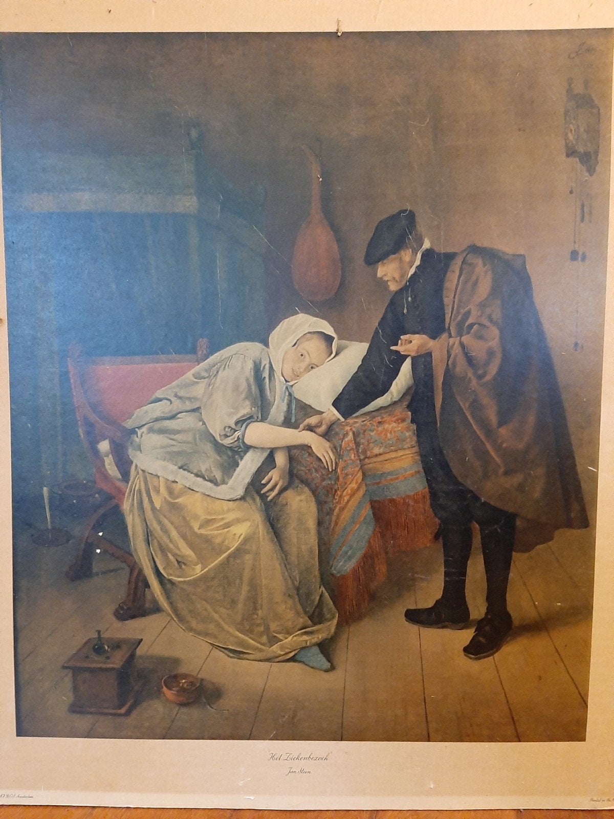 Vintage print 'Het Ziekenbezoek' van Jan Steen, jaren '50, Ophalen
