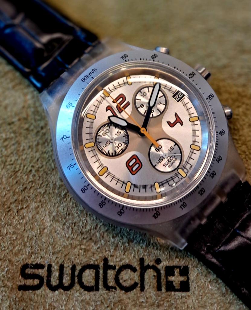 Swatch Diaphane Irony Chrono, Ophalen, Zo goed als nieuw, Kunststof, Swatch