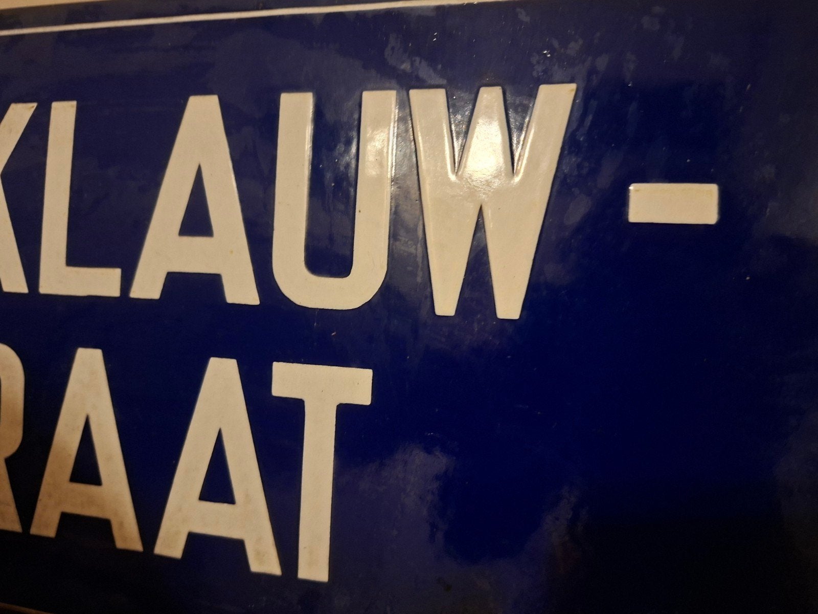 Oud Emaille straatnaambord Bereklauw- straat, Ophalen