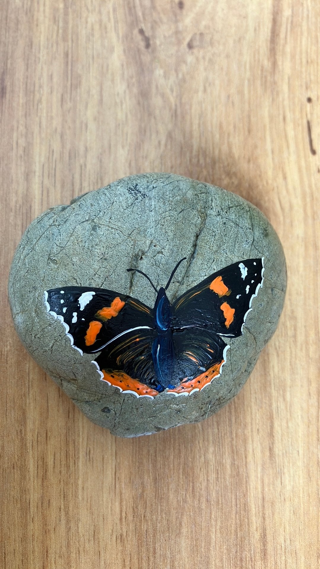 Hand beschilderde steen vlinder, Ophalen of Verzenden