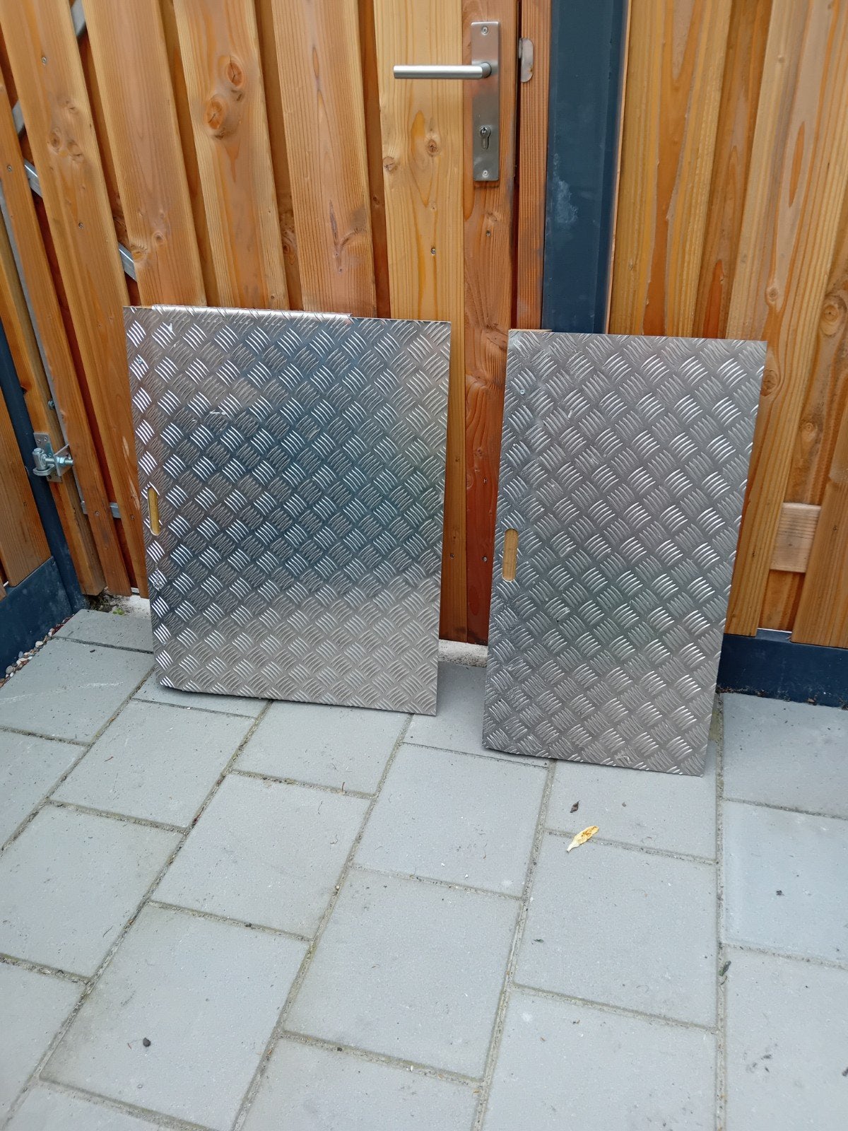 Aluminium rijplaten / oprijplaten (2 stuks), Ophalen of Verzenden, Gebruikt