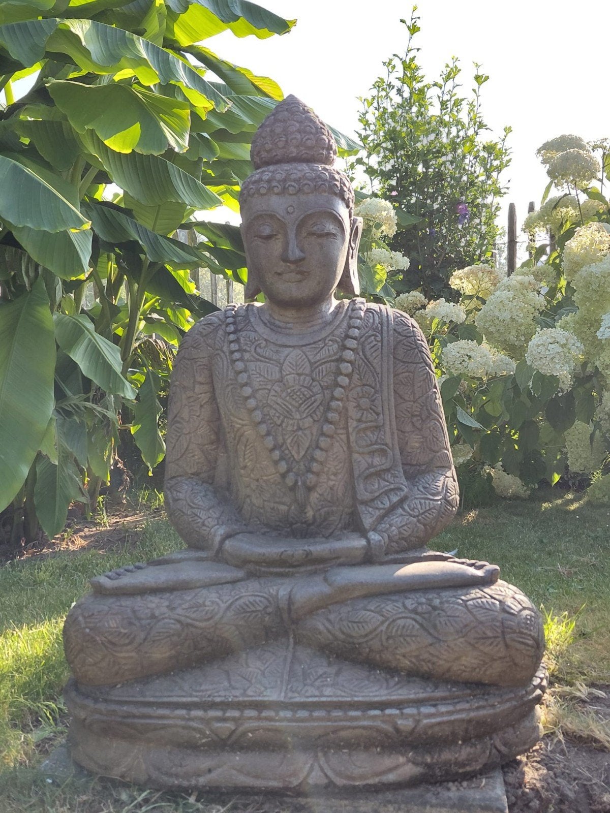 Boeddha beeld lavasteen 80cm - Mediterende Boeddha, Tuin en Terras, Tuinbeelden, Ophalen, Steen, Www.ibizasfeer.nl, Nieuw