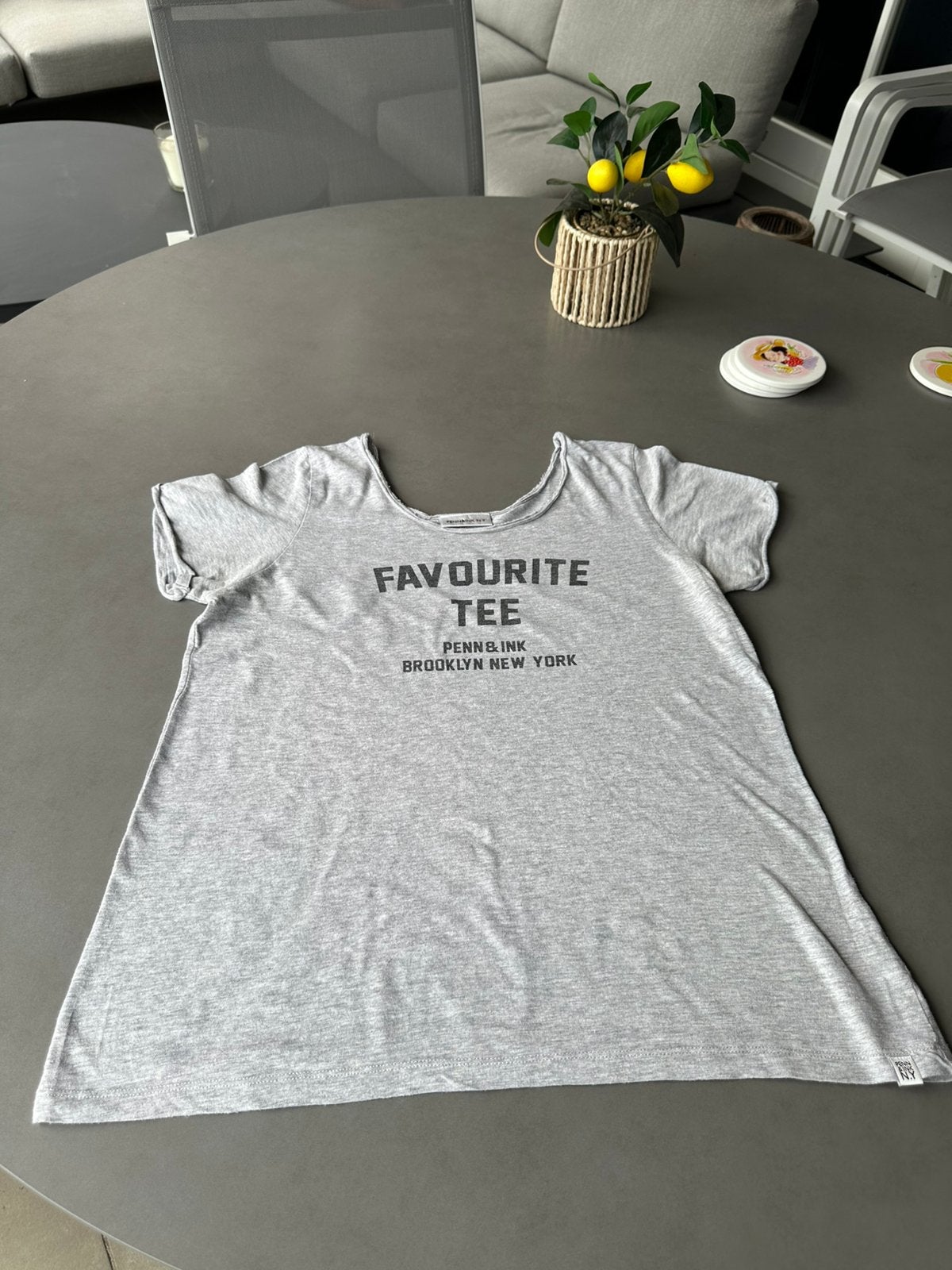 Grijs katoenen Penn& Ink shirt, maat M, Kleding | Dames, Maat 38/40 (M), Verzenden, Korte mouw, Penn&Ink