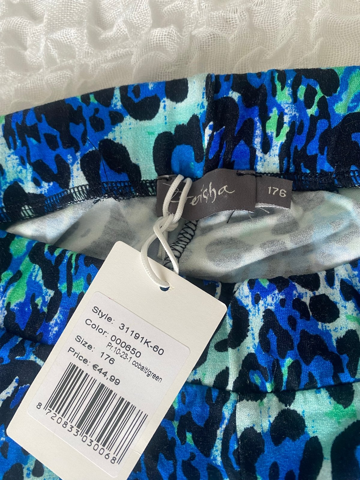 Nieuwe Teisha flared broek met luipaardprint, maat 176, Ophalen, Blauw, Nieuw, Maat 34 (XS) of kleiner