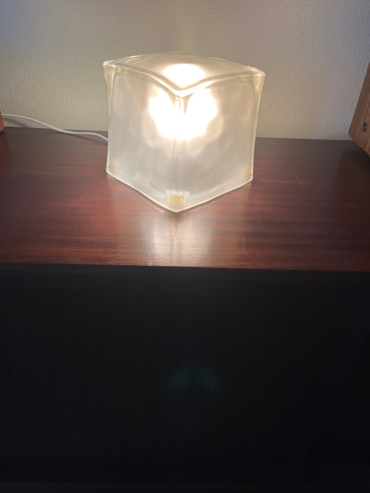 Vintage Ice cube  glazen kubus tafellamp - Sfeerlicht, Ophalen, Overige merken, E14 (klein), Wit