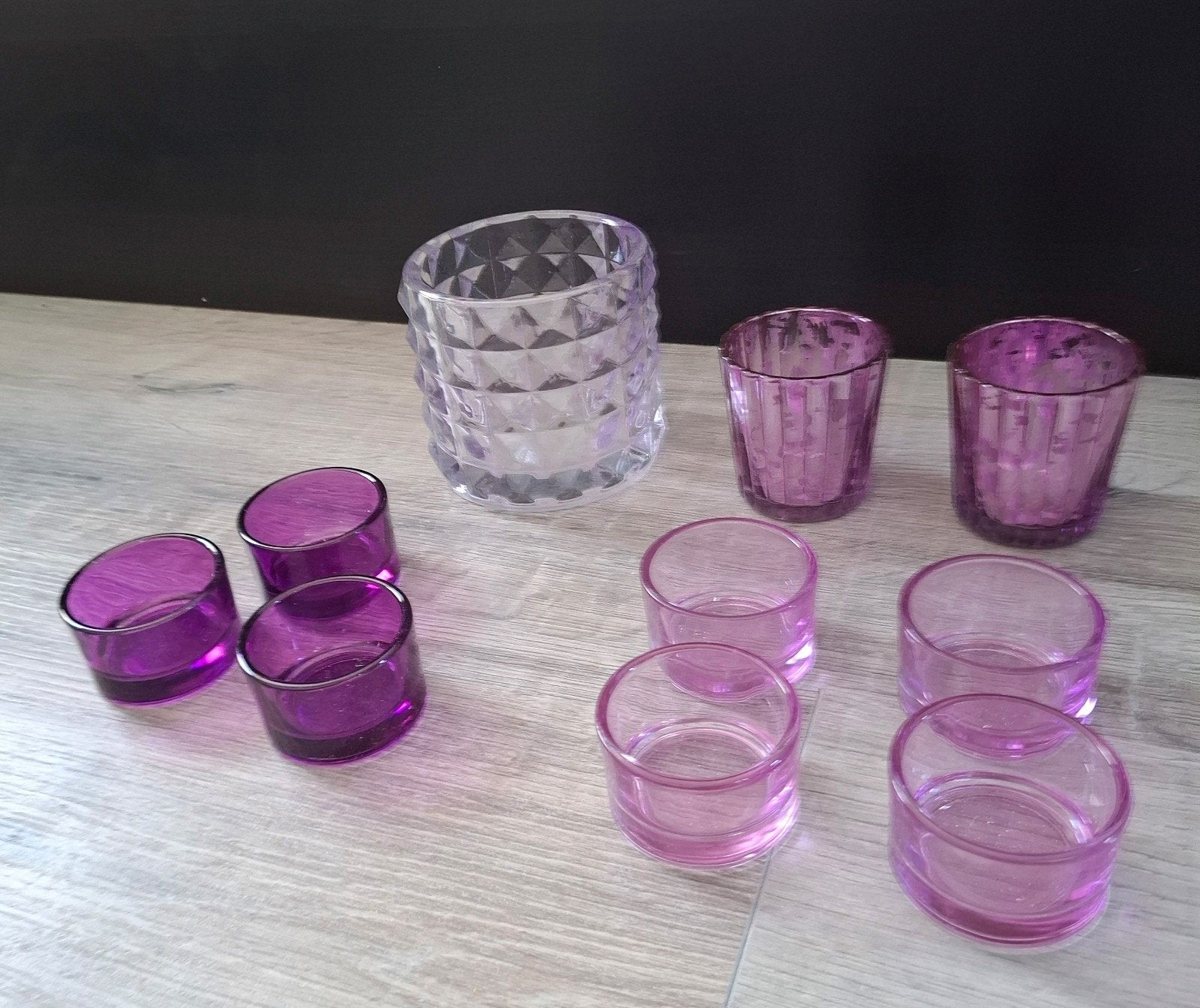 waxinelichtjes paars 10x, Ophalen of Verzenden, Paars, Glas