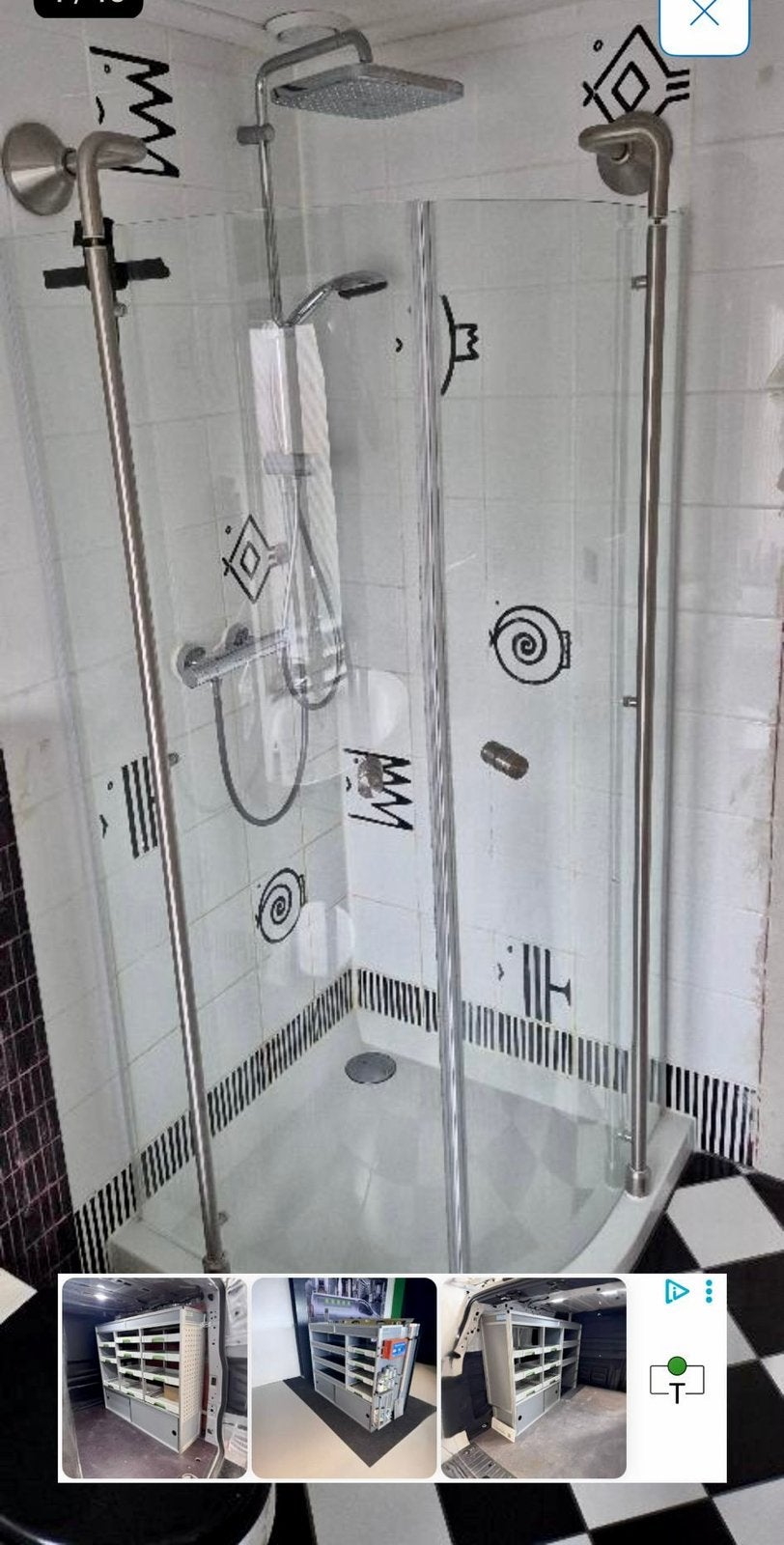 Douchecabine met glazen wanden en RVS onderdelen, Ophalen, Gebruikt, Glas, Douche