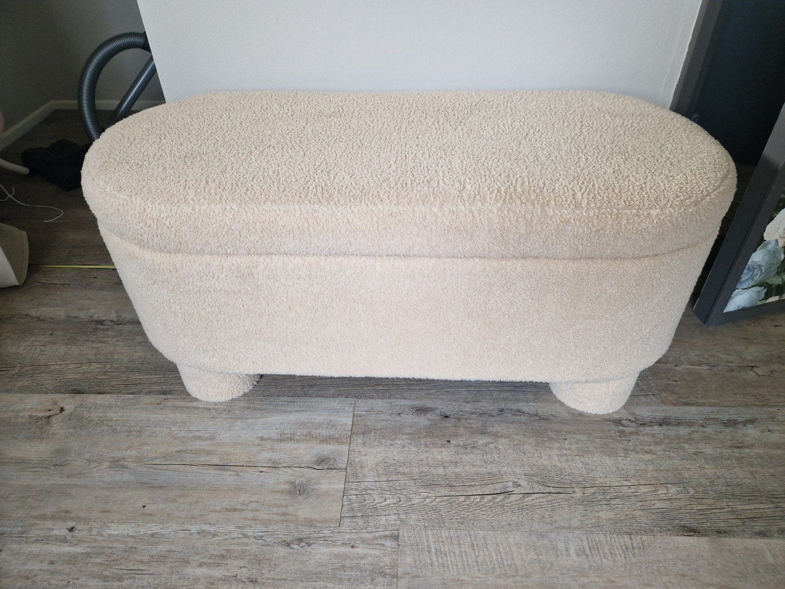 Teddy Opbergbank Exenos Beige, Gebruikt, 125 cm of meer, Ophalen of Verzenden, Stof