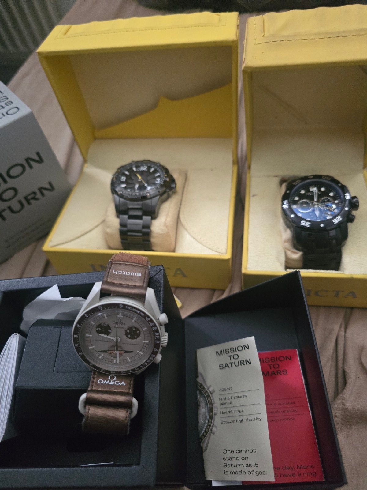 Omega Swatch Mission to Saturn & Invicta Horloges, Sieraden, Tassen en Uiterlijk, Horloges | Heren, Kunststof, Leer, Polshorloge