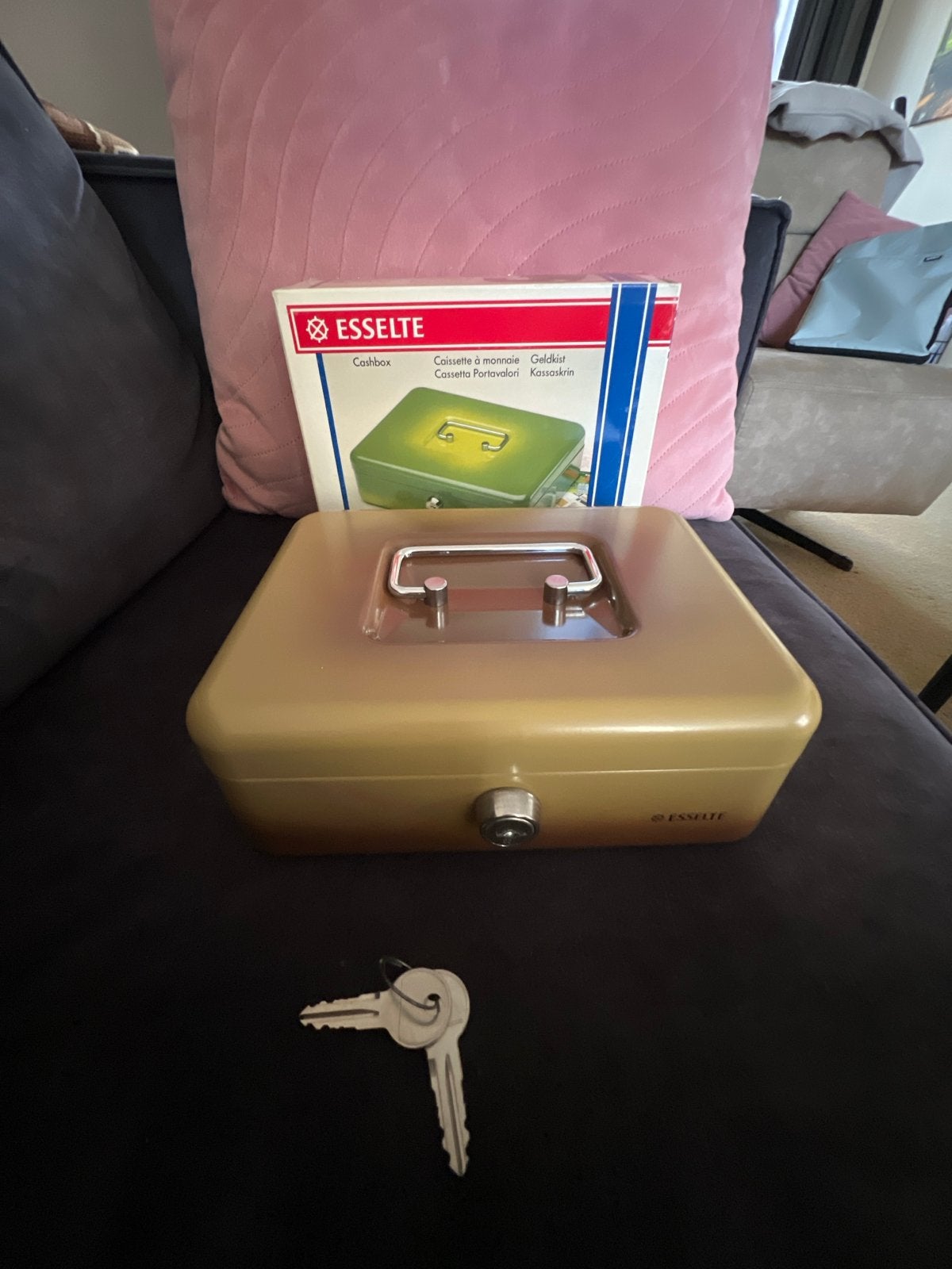 Esselte Geldkistje / Cashbox met sleutel, Ophalen of Verzenden, Nieuw, Metaal of Blik
