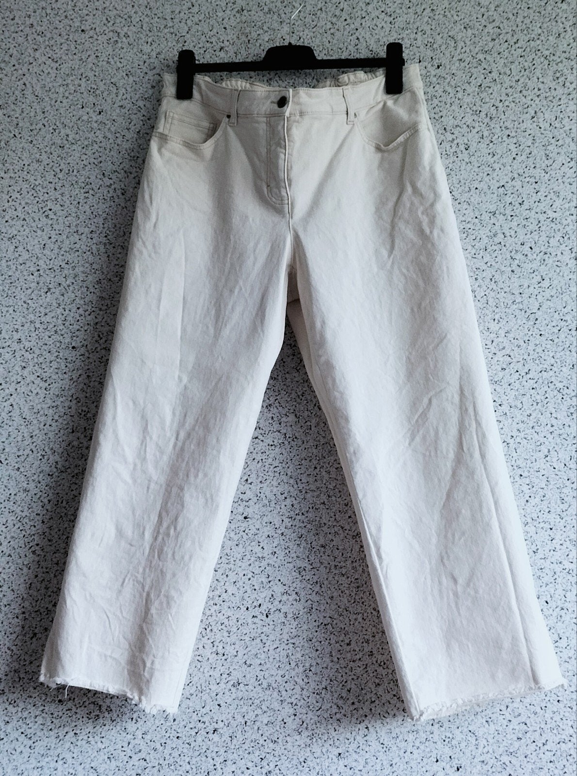 Pure ecru broek met wijde pijpen van Ulla Popken, Pure by Lilla P., Beige, Maat 46/48 (XL) of groter, Ophalen of Verzenden