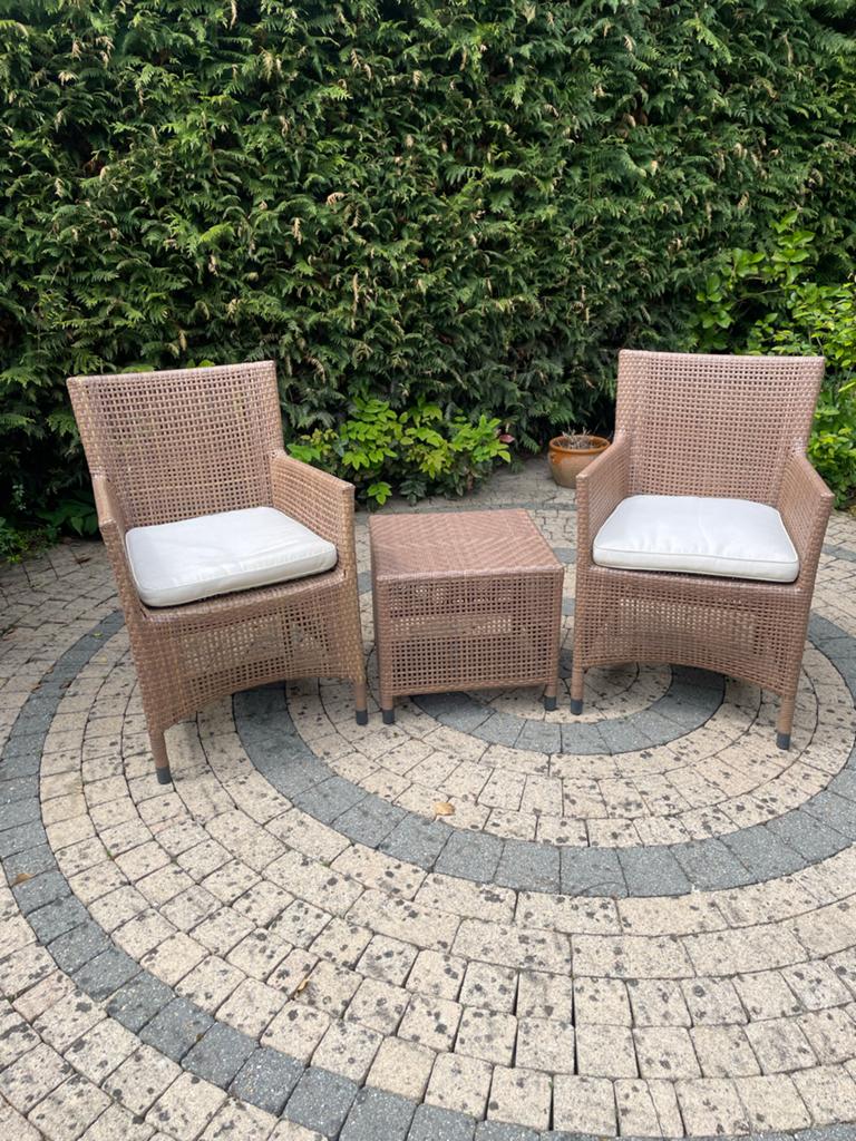 Oxford Collection Loungeset - 2 stoelen en bijzettafel, Tuin en Terras, Tuinsets en Loungesets, Zo goed als nieuw, Loungeset, Wicker