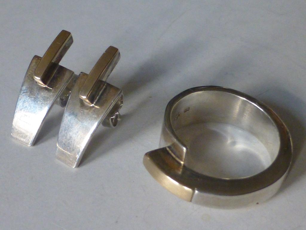 set Ring en Oorbellen NOL COOPMANS / Zilver en 14 kt Goud, Verzenden, Nieuw, Knopjes of Stekers, Goud