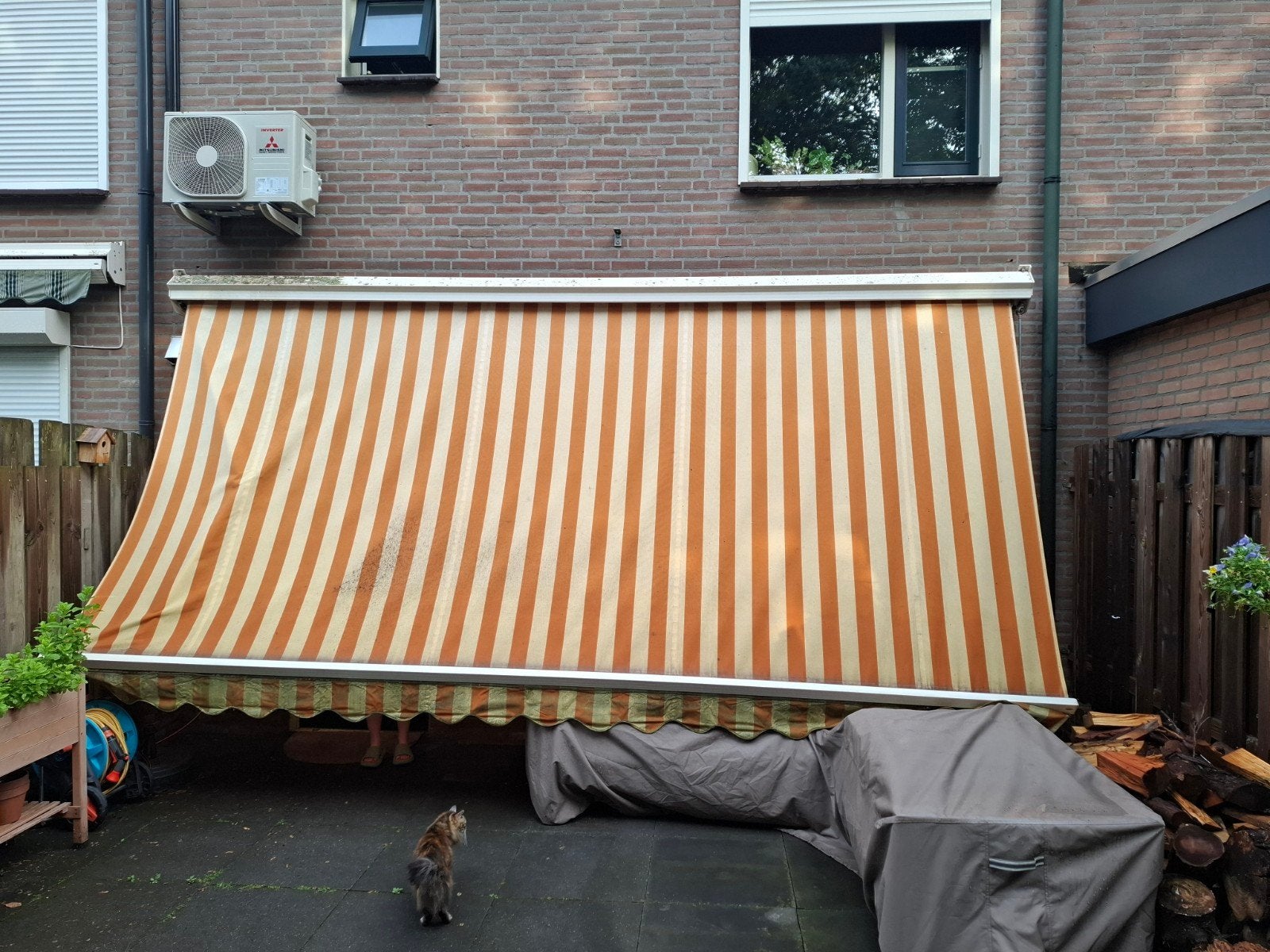 Knikarmscherm met defecte kabel, doek in goede staat, Ophalen, Gebruikt, 450 cm of meer, 150 tot 300 cm