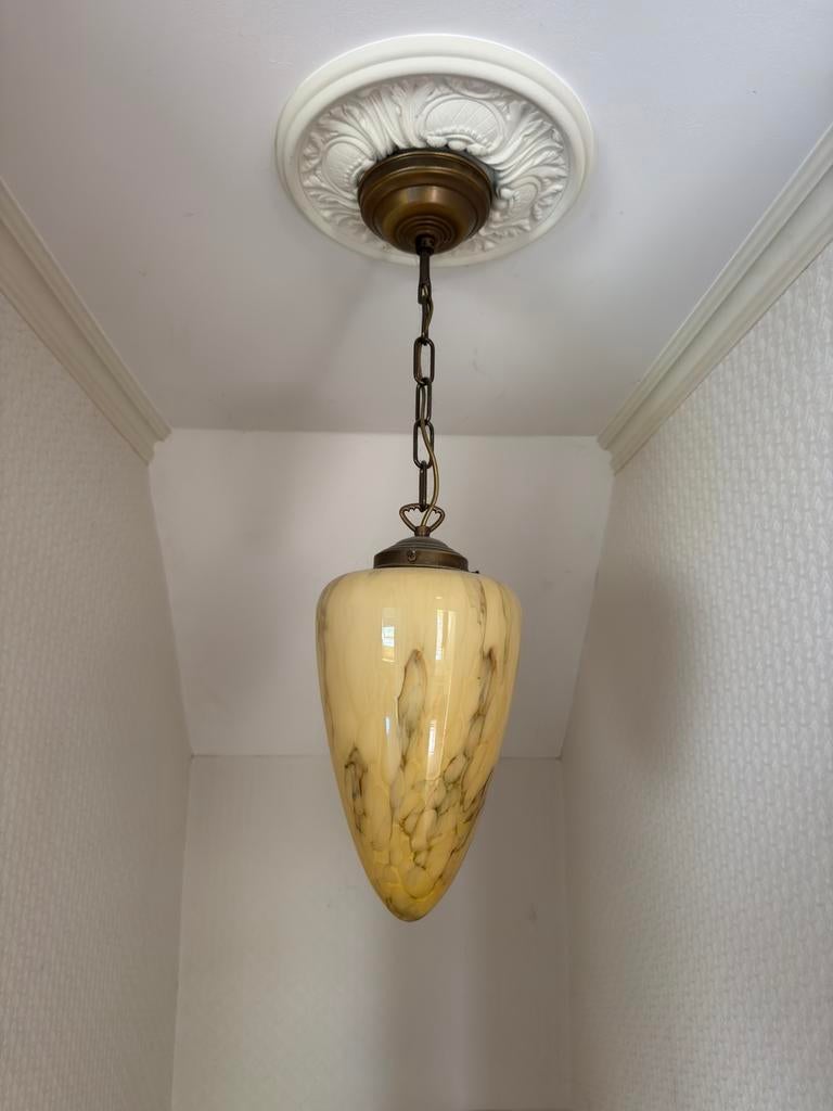 Hanglampen, Ophalen of Verzenden, Gebruikt, Glas, 75 cm of meer