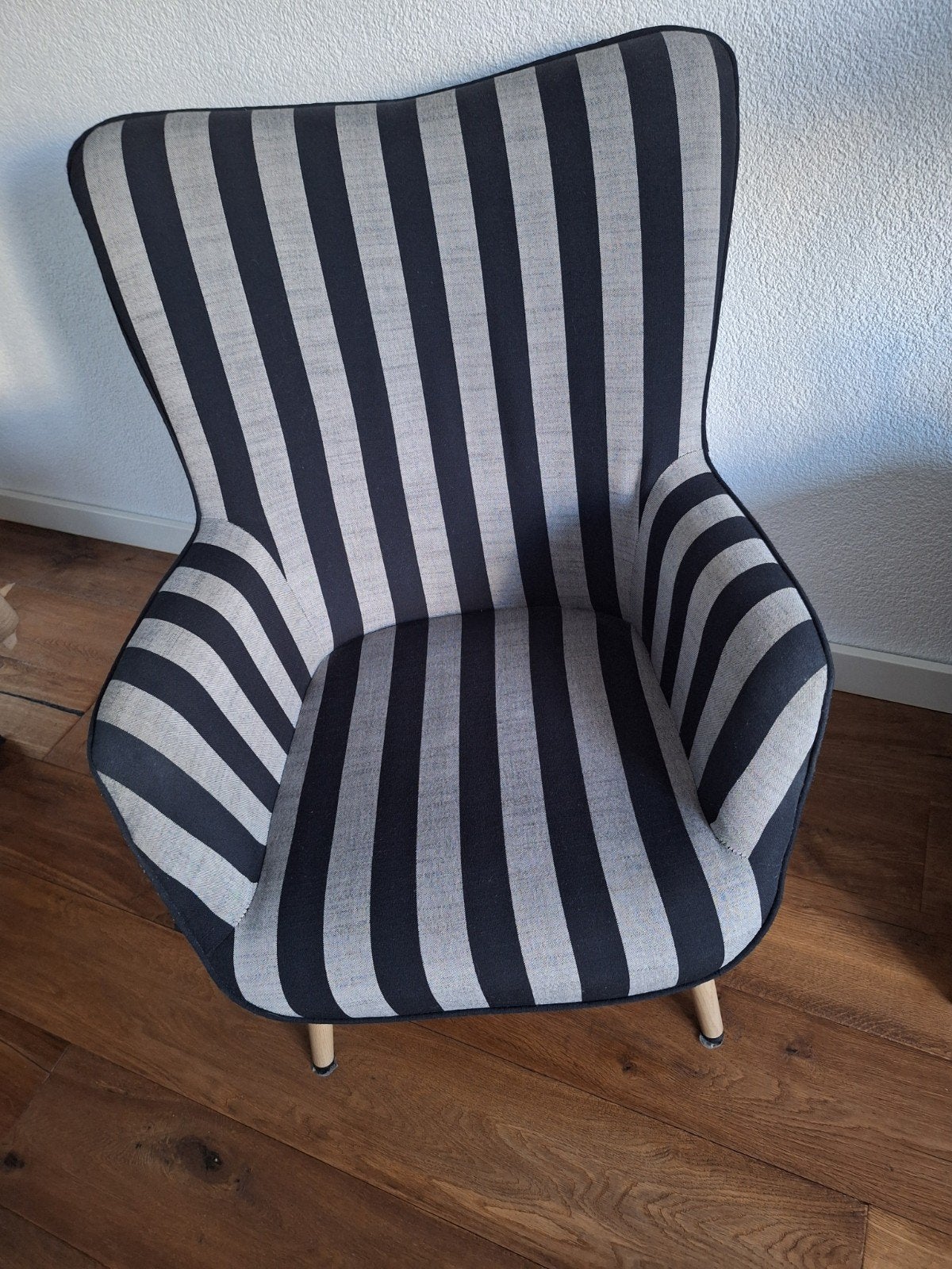 Comfortabele gestreepte fauteuil - Zwart/Grijs, Ophalen, Hout, Zwart, Modern, Gestreept