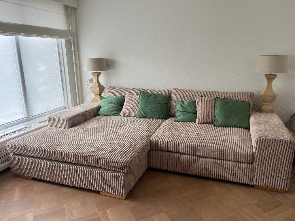 Bank, Ophalen, Gebruikt, Lounge ribcord bank, 300 cm of meer