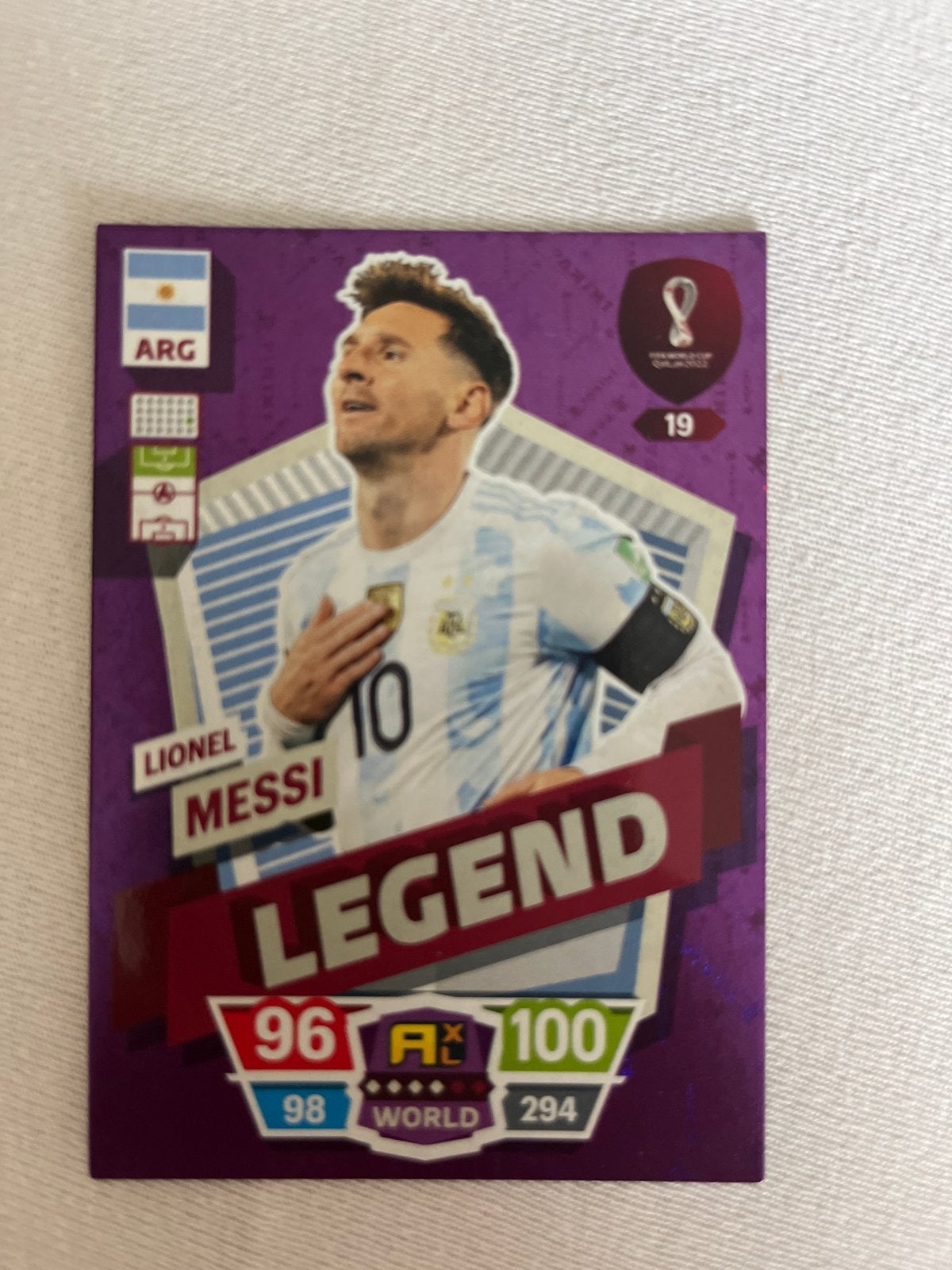 Messi Panini WK 2022 Legend Kaart - Super Zeldzaam, Ophalen of Verzenden, Zo goed als nieuw, Buitenlandse clubs, Spelerskaart