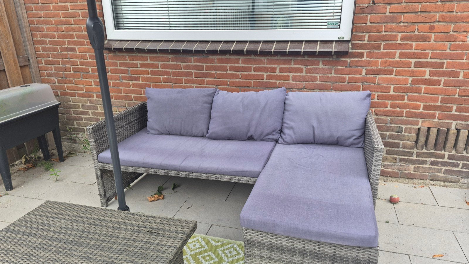 Loungebank met Kussens - Grijs, Ophalen, Gebruikt, 3 zitplaatsen, Loungeset