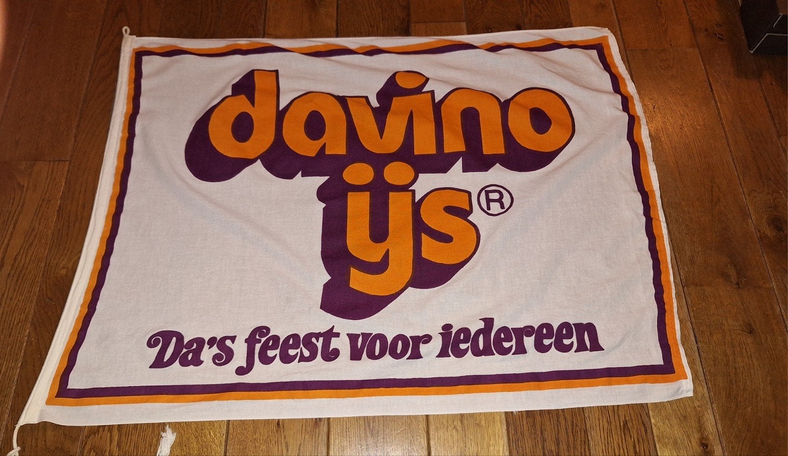 vintage reclame vlag Davino ijs mancave decoratie snackbar, Ophalen of Verzenden, Reclamebord