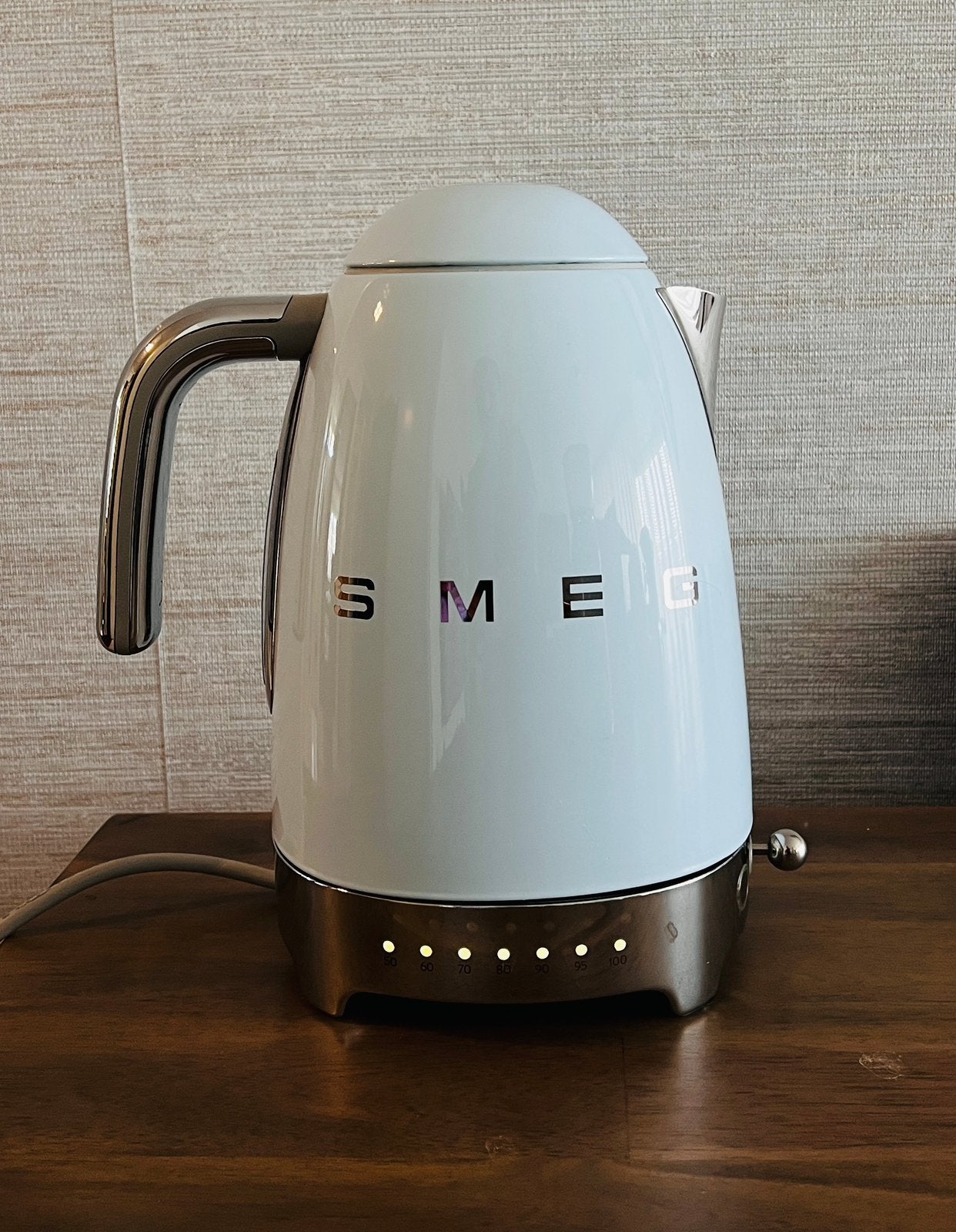 SMEG KLF04PBEU waterkoker – pastelblauw, 1 tot 2 liter, Ophalen of Verzenden, Zo goed als nieuw