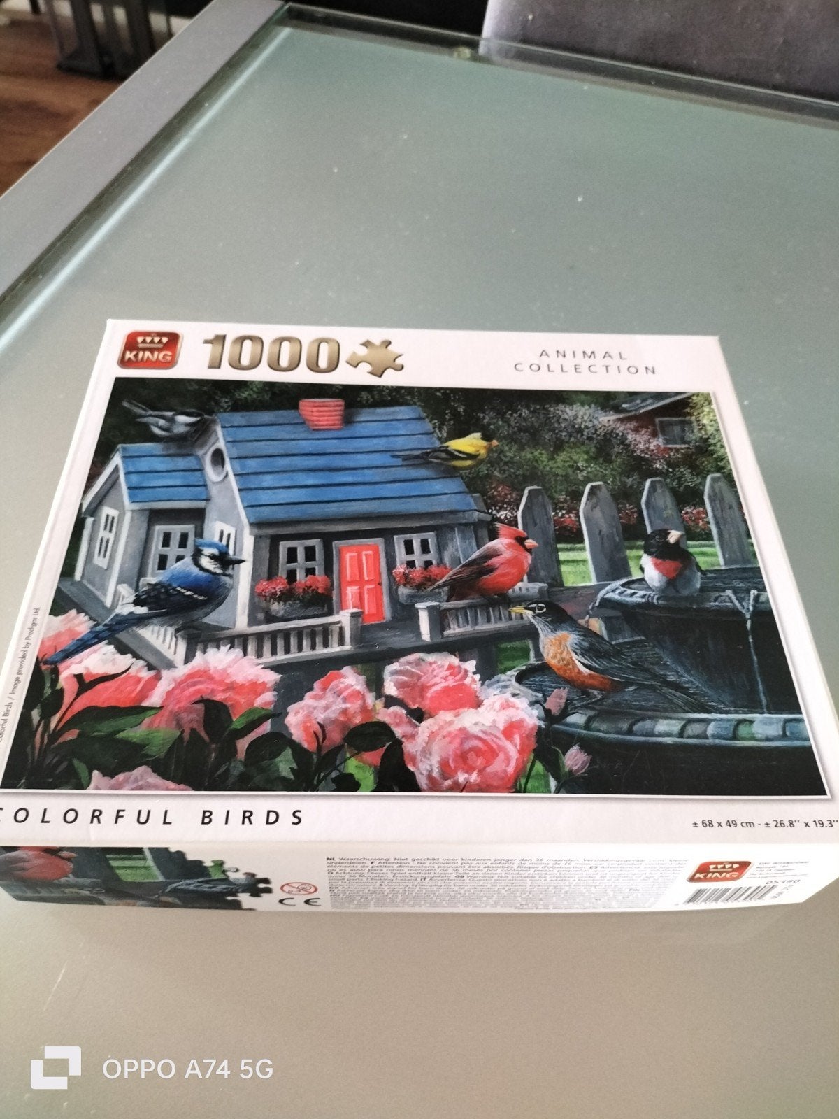 King Legpuzzel 1000 Stukjes - Kleurrijke Vogels, Hobby en Vrije tijd, Ophalen, 500 t/m 1500 stukjes, Zo goed als nieuw, Legpuzzel